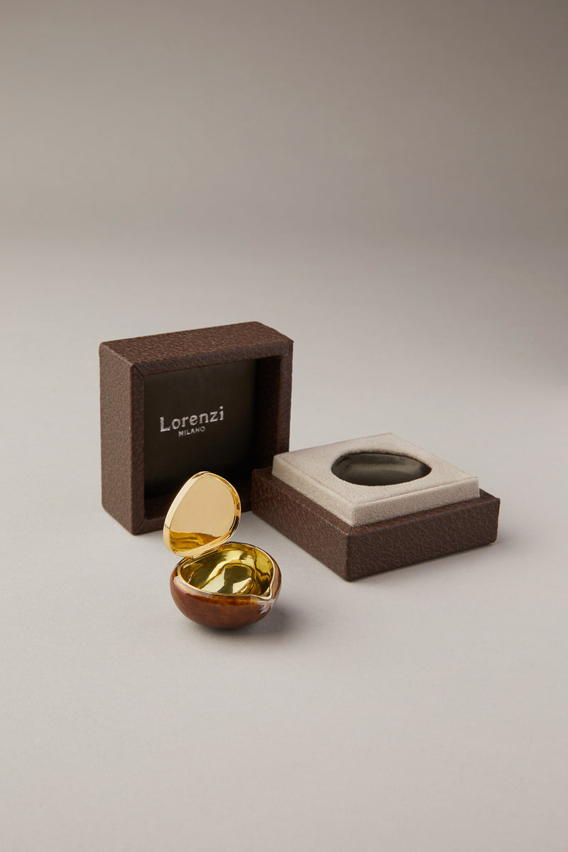 Castagna porta pillole in Smalto - Enamel Chestnut pill box