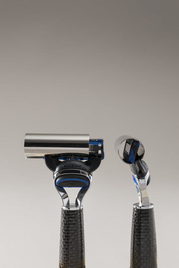 Set rasoio pennello barba viaggio in Carbonio - Carbon fiber Travelling shaving set