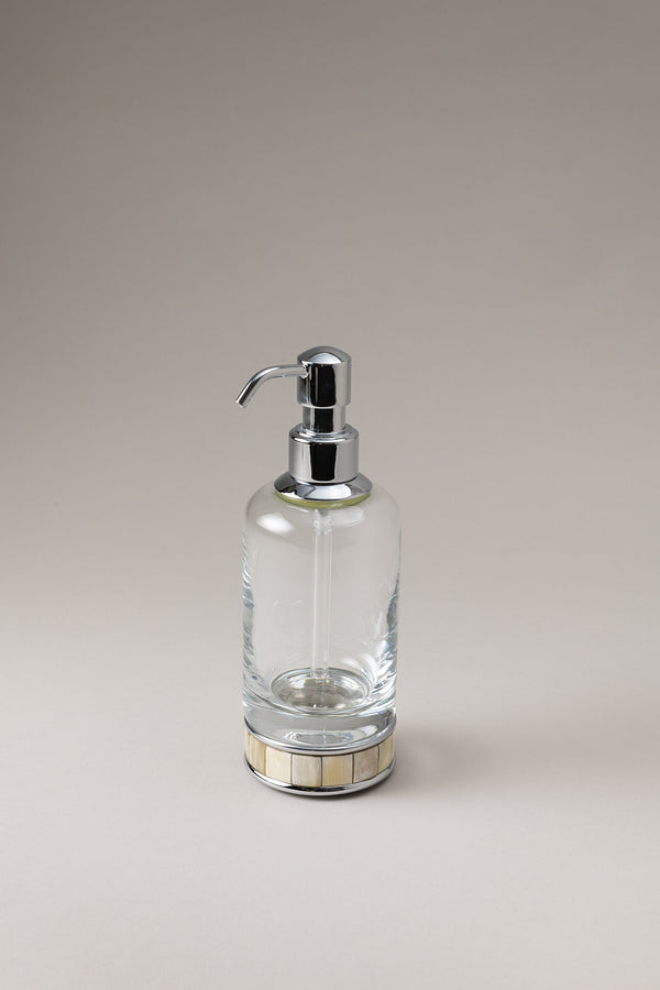Dosatore sapone liquido vetro in Zebu - Zebu Glass soap dispenser with natural material base