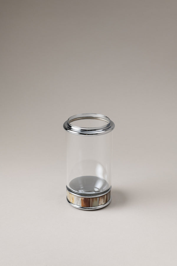 Porta spazzolini contenitore vetro con campana in Zebu - Zebu Glass toothbrush pot with glass dome
