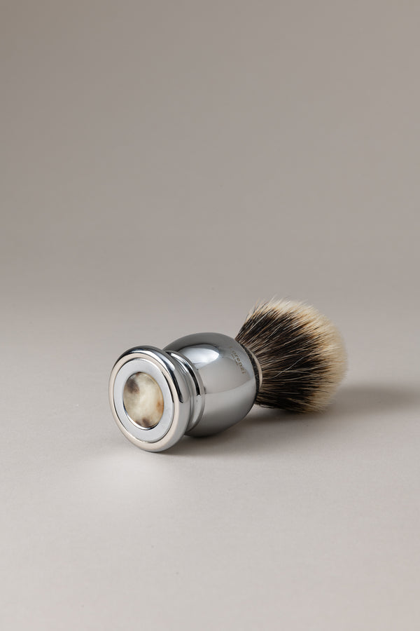 Pennello barba cromato - Zebù in Zebu - Zebu Shaving brush - Zebù horn