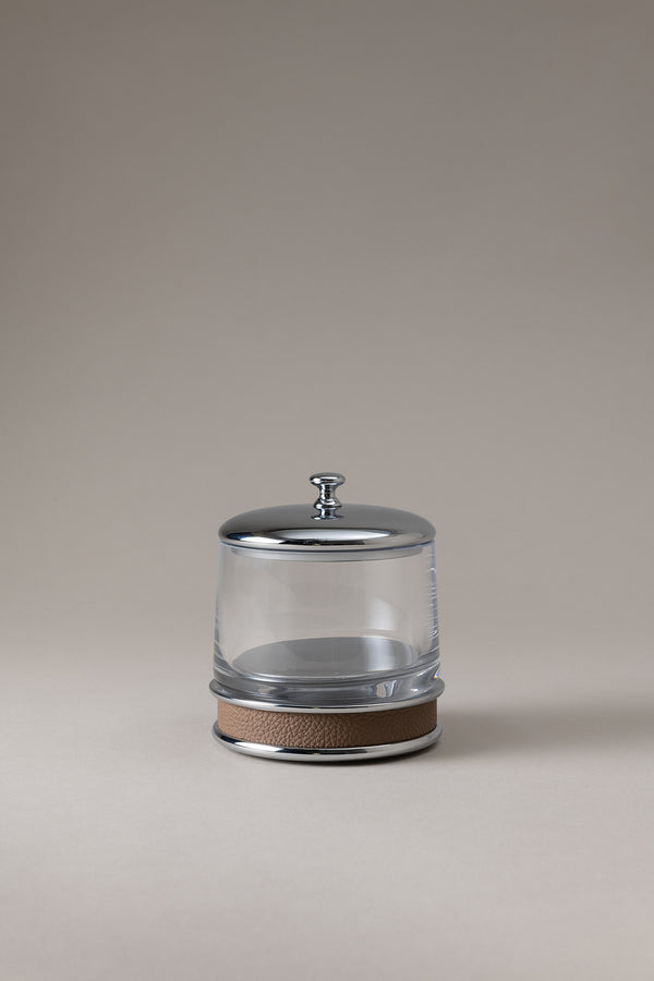 Porta candele piccolo in Vitello nautico - Nautical leather Small candle holder