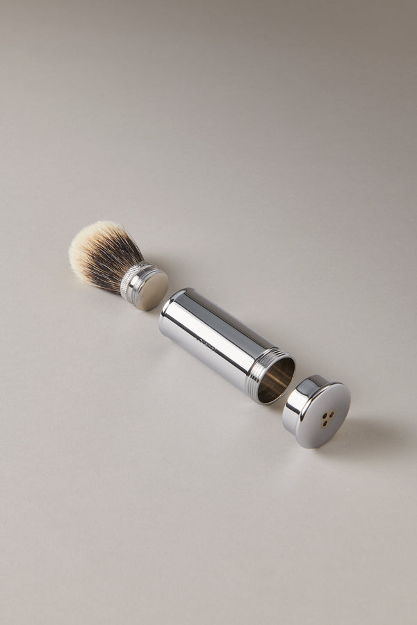 Pennello da viaggio in Ottone cromato - Chrome plated brass Traveling shaving brush