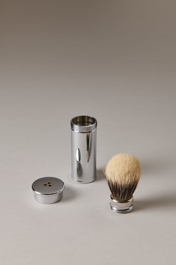Pennello da viaggio in Ottone cromato - Chrome plated brass Traveling shaving brush