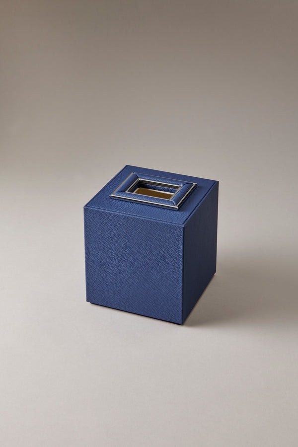 Cubo porta fazzoletti in Vitello nautico - Nautical leather Cube tissue box