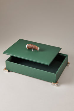 Porta oggetti rettangolare in Cervo (palco) - Stag antler Rectangular tidy box nautical leather