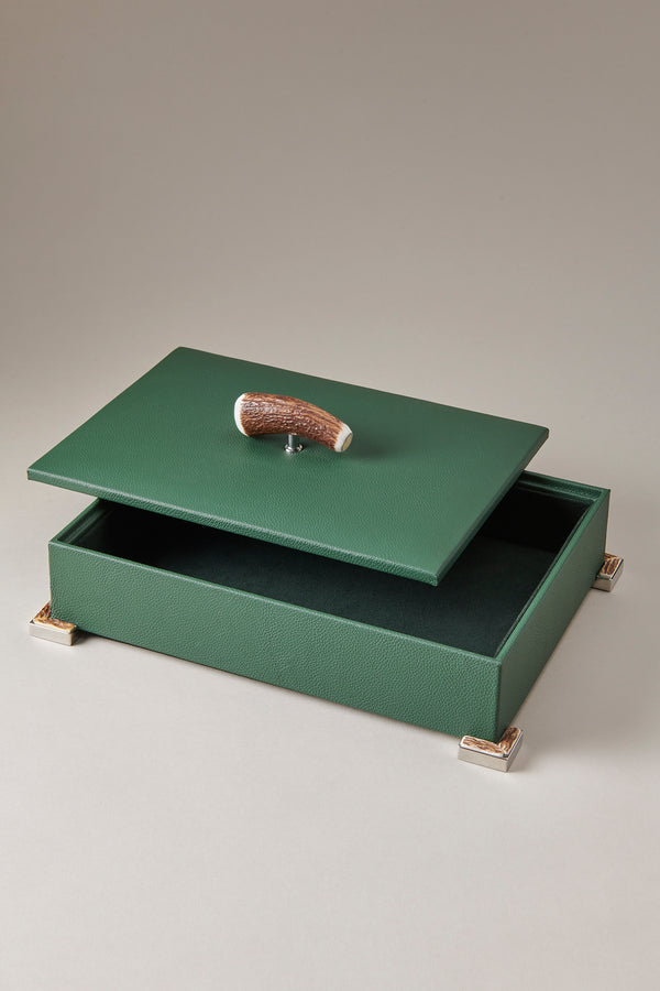 Porta oggetti rettangolare in Cervo (palco) - Stag antler Rectangular tidy box nautical leather