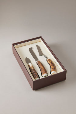 Confezione coltelli formaggio deluxe in Cervo (palco) - Stag antler Cheese knife set deluxe case
