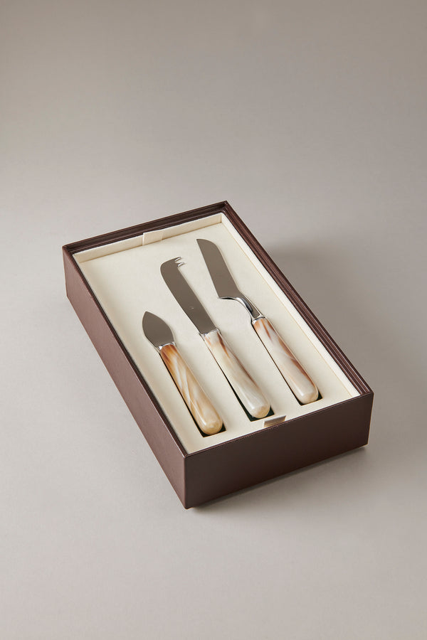 Confezione coltelli formaggio deluxe in Zebu - Zebu Cheese knife set deluxe case