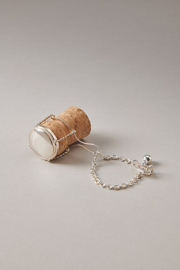 Portachiavi tappo champagne in Argento - Sterling silver Silver key-chain with champagne cork
