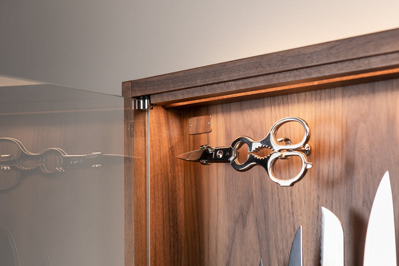 Coltelliera piccola con vetro in POM - Polyoxymethylene Small cabinet wall-mounted knives set