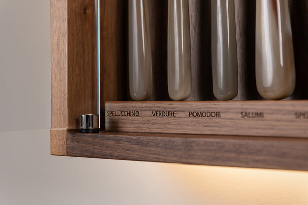 Coltelliera piccola con vetro in Zebu - Zebu Small cabinet wall-mounted knives set