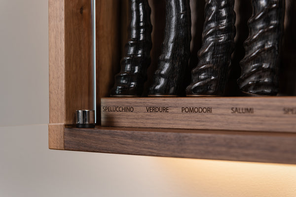 Coltelliera piccola con vetro in Springbok - Springbok Small cabinet wall-mounted knives set
