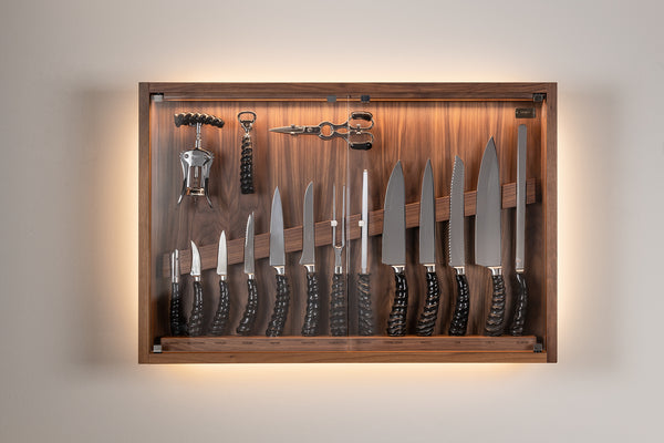Coltelliera media con vetro in Springbok - Springbok Medium cabinet wall-mounted knives set