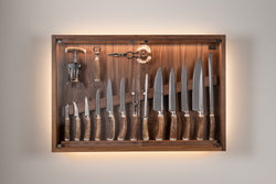Coltelliera media con vetro in Cervo (palco) - Stag antler Medium cabinet wall-mounted knives set