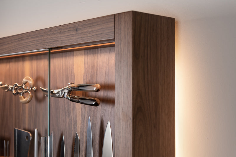 Coltelliera grande con vetro in Zebu - Zebu Large cabinet wall-mounted knives set