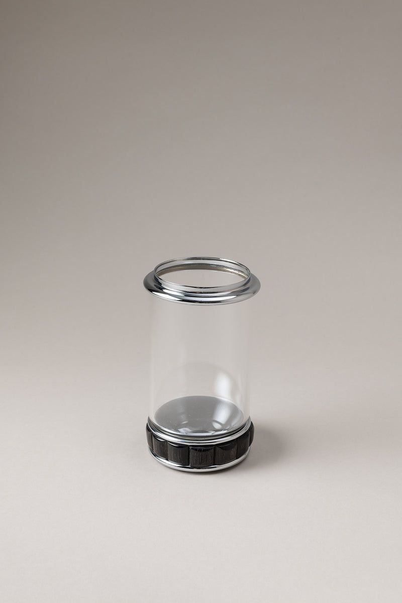 Porta spazzolini contenitore vetro con campana in Orice - Oryx Glass toothbrush pot with glass dome