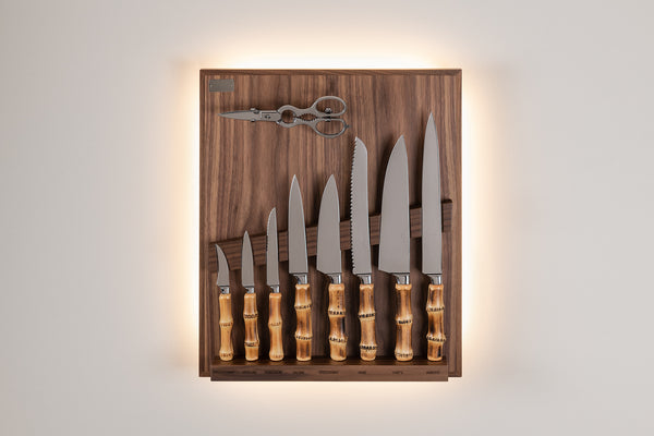 Coltelliera piccola in Bambù - Bamboo root Small wall-mounted knives set