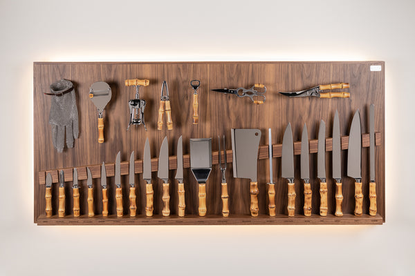 Coltelliera grande in Bambù - Bamboo root Large wall-mounted knives set