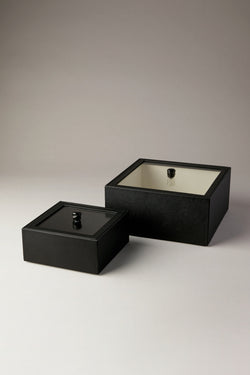 Scatola quadrata con coperchio in vetro - springbok - Rectangular box with glass lid in springbok