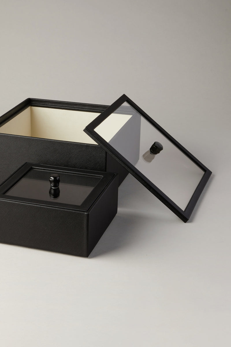 Scatola quadrata con coperchio in vetro - springbok - Rectangular box with glass lid in springbok