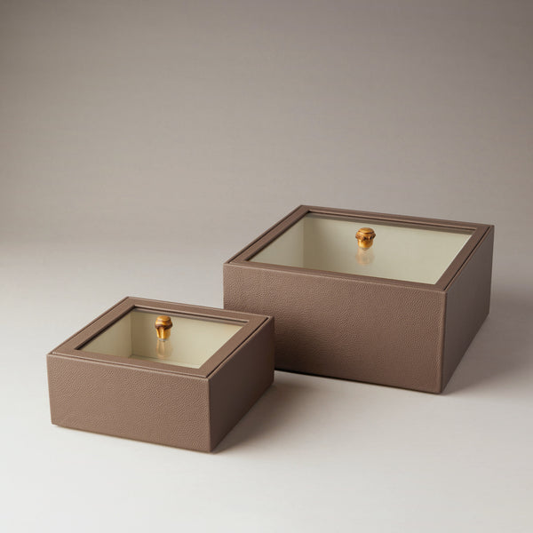 Rectangular box with glass lid in Bamboo – Lorenzi Milano