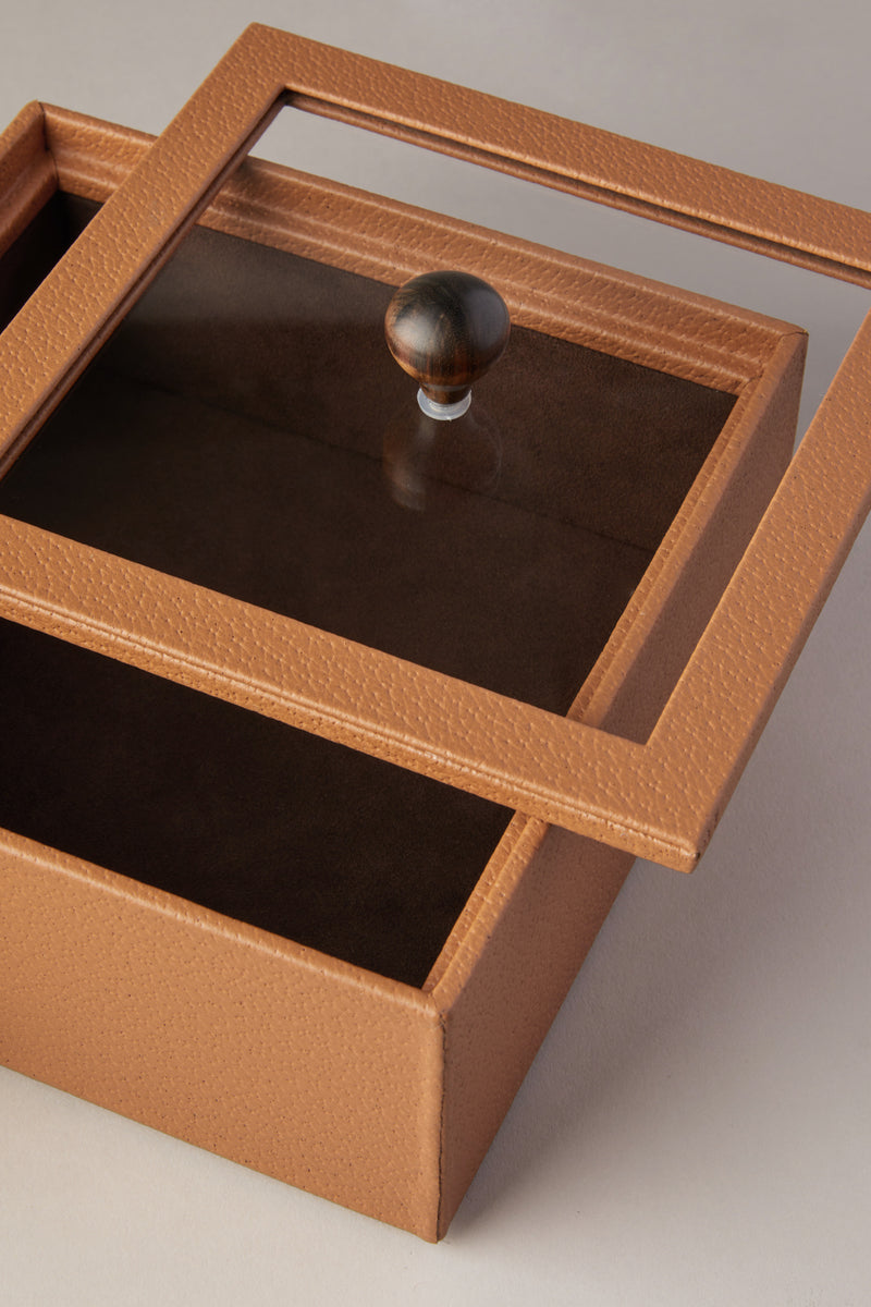 Scatola quadrata con vetro in legno - Rectangular box with glass in wood