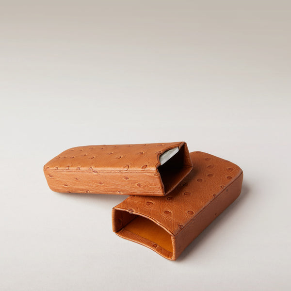 Ostrich style leather Two 'Robusto' cigar case – Lorenzi Milano