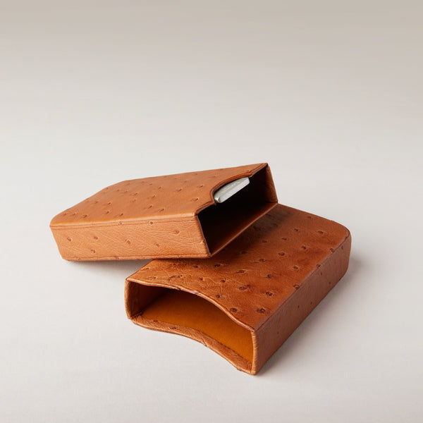 Ostrich style leather Three 'Robusto' cigar case – Lorenzi Milano