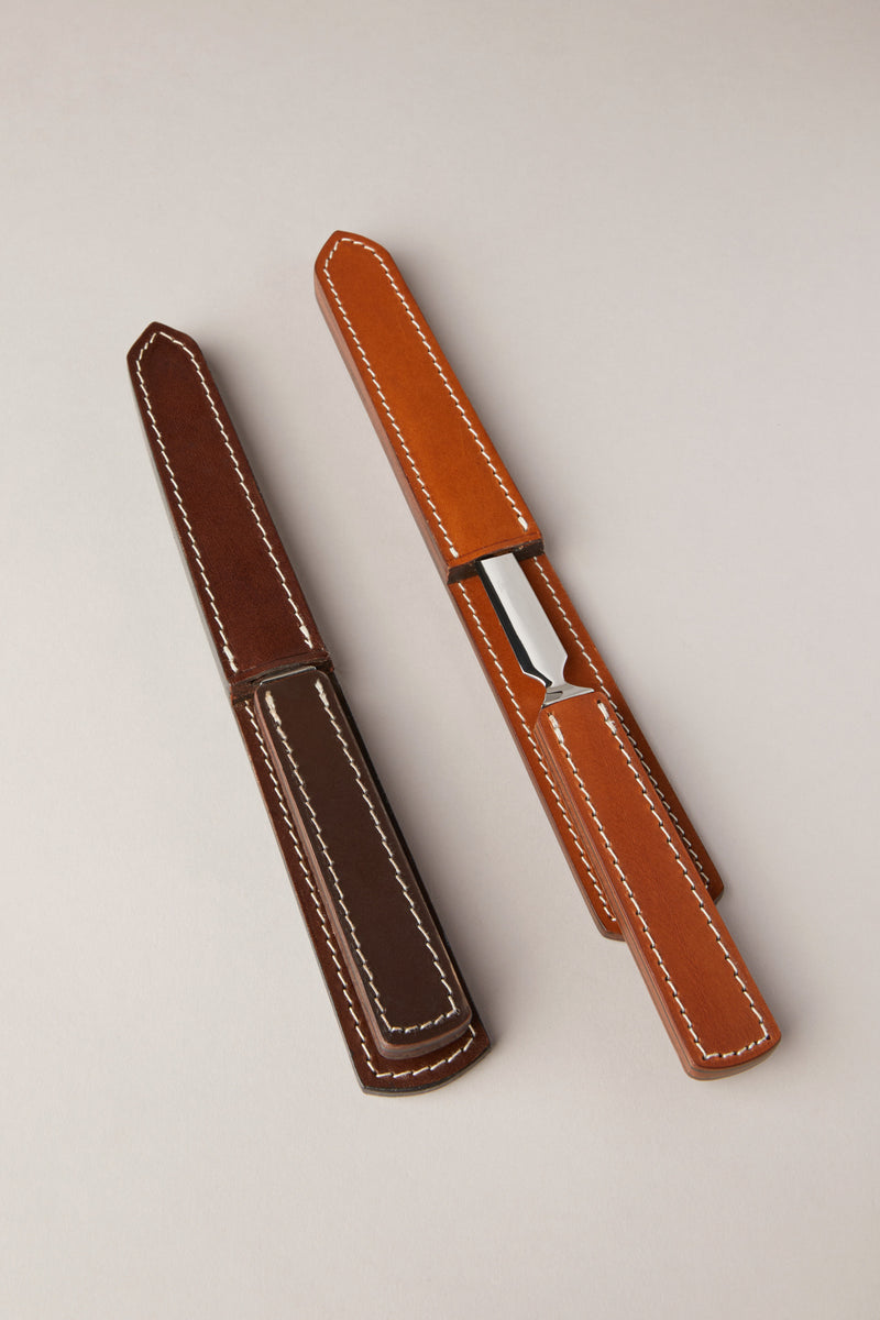 Cowhide letter opener with holster