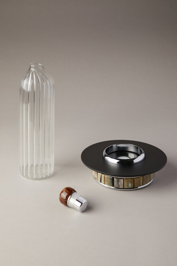 Table lamp with bottle in zebu