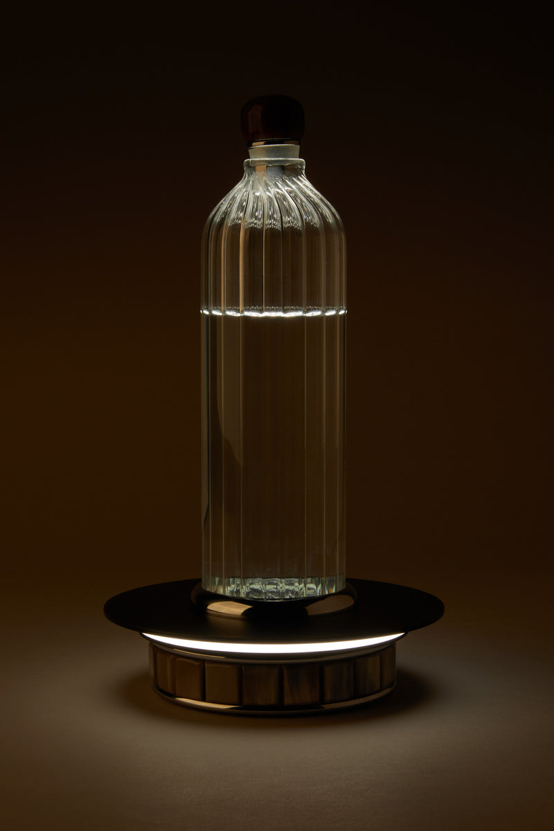 Table lamp with bottle in zebu