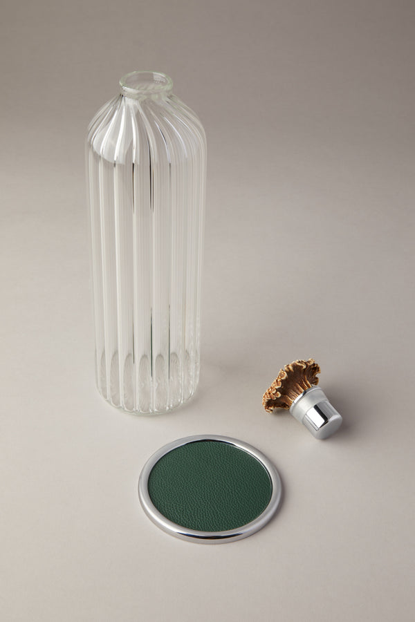 Bottiglia acqua con sottobottiglia e tappo in capriolo - Water bottle with coaster and cap in roe deer antler