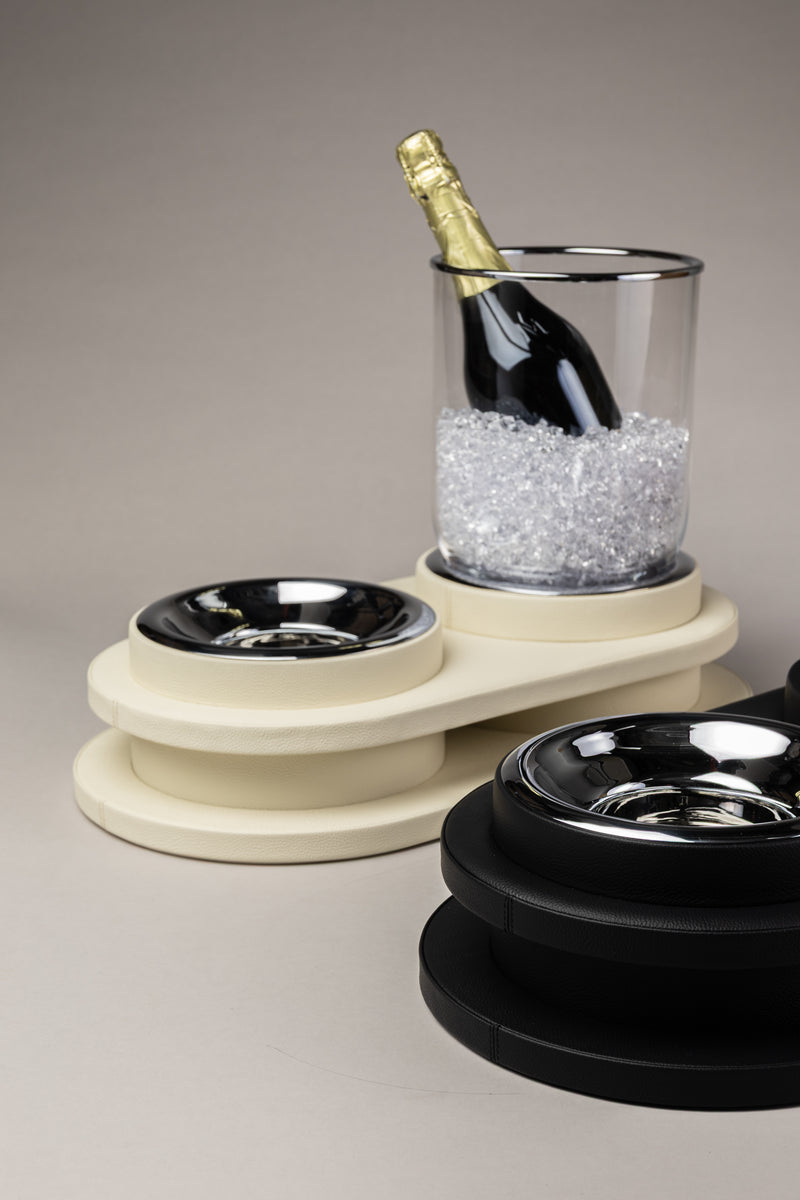 Nautical leather Double champagne ice bucket with tray