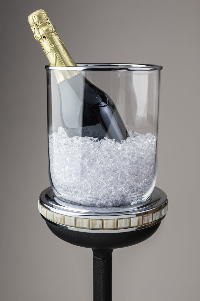 Zebu Champagne ice bucket with stand