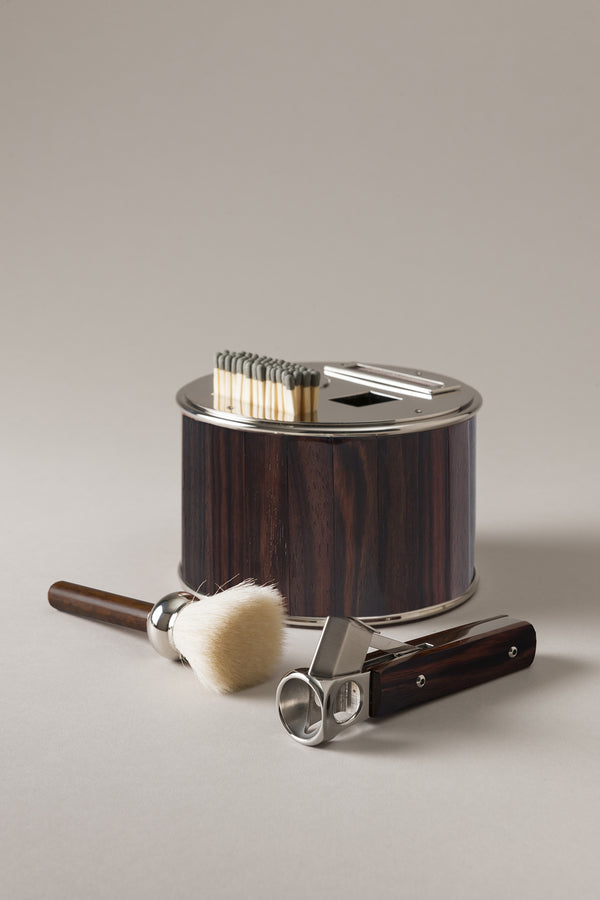 Completo da sigari in Legno - Wood Cylindrical cigar set with V cutter