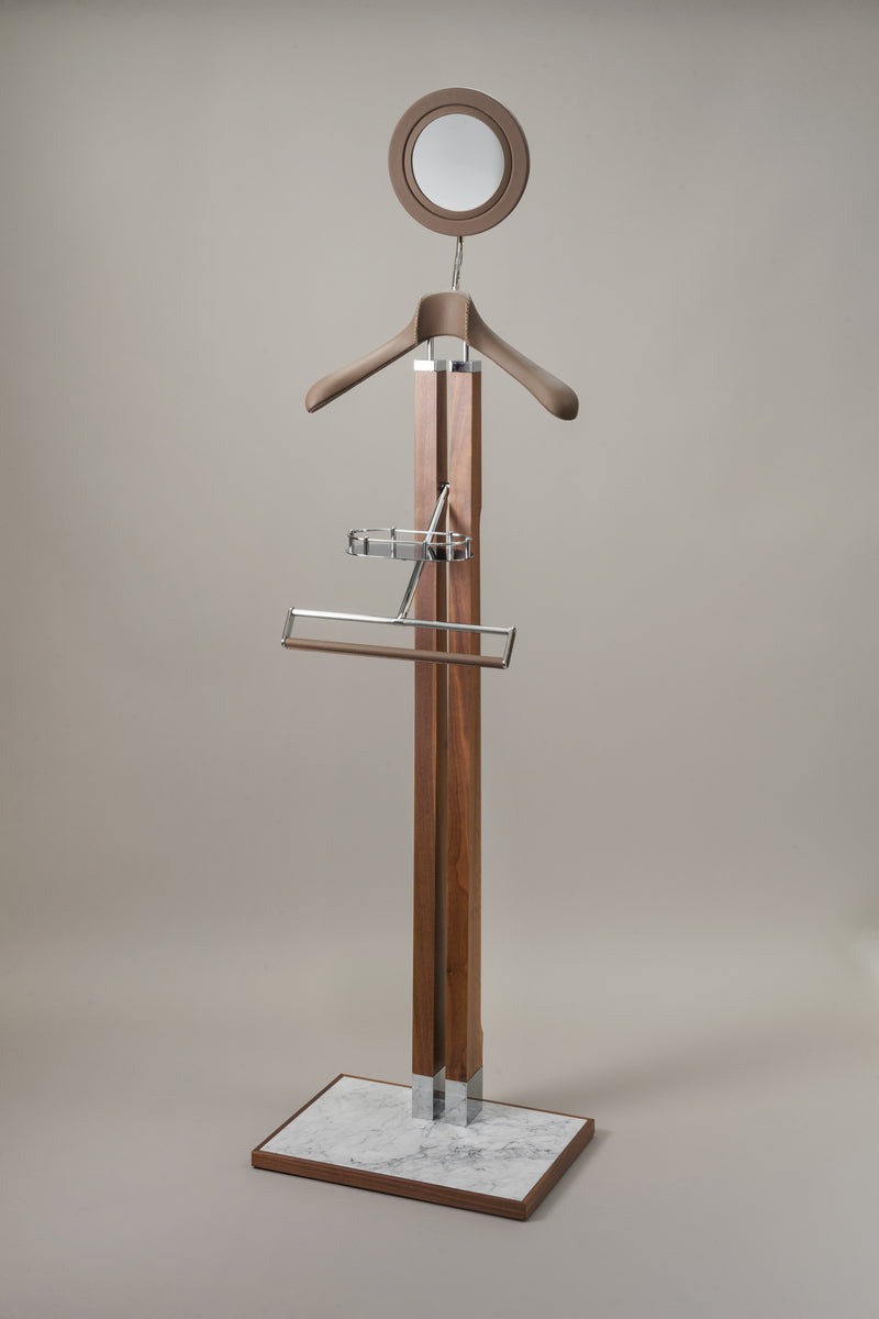 White Carrara marble Bathroom valet with mirror and plain shoulders