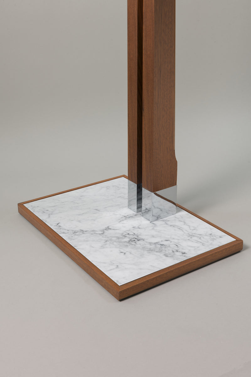 White Carrara marble Bathroom valet with mirror and plain shoulders