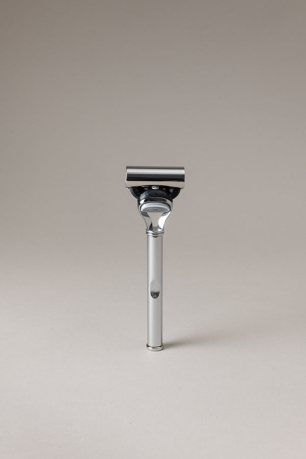Set rasoio pennello rettangolare in Ottone cromato - Chrome plated brass Rectangular shaving set