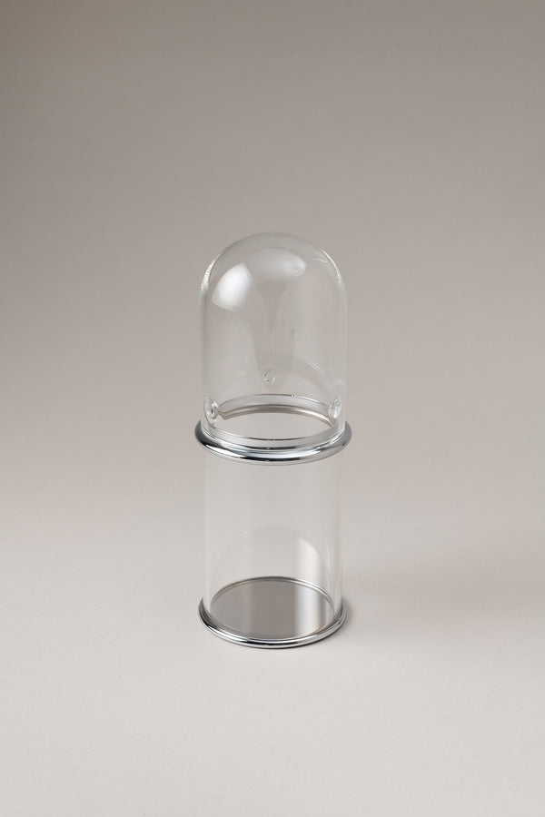 Porta spazzolini contenitore vetro con campana - Glass toothbrush pot with glass dome