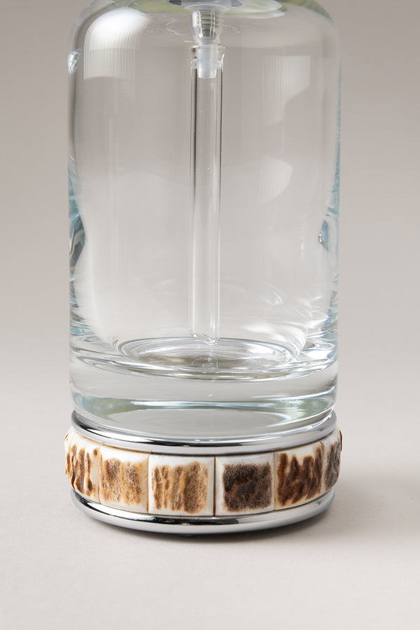 Dosatore sapone liquido vetro - Glass soap dispenser with natural material base