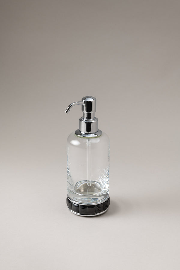 Oryx Glass soap dispenser with natural material base