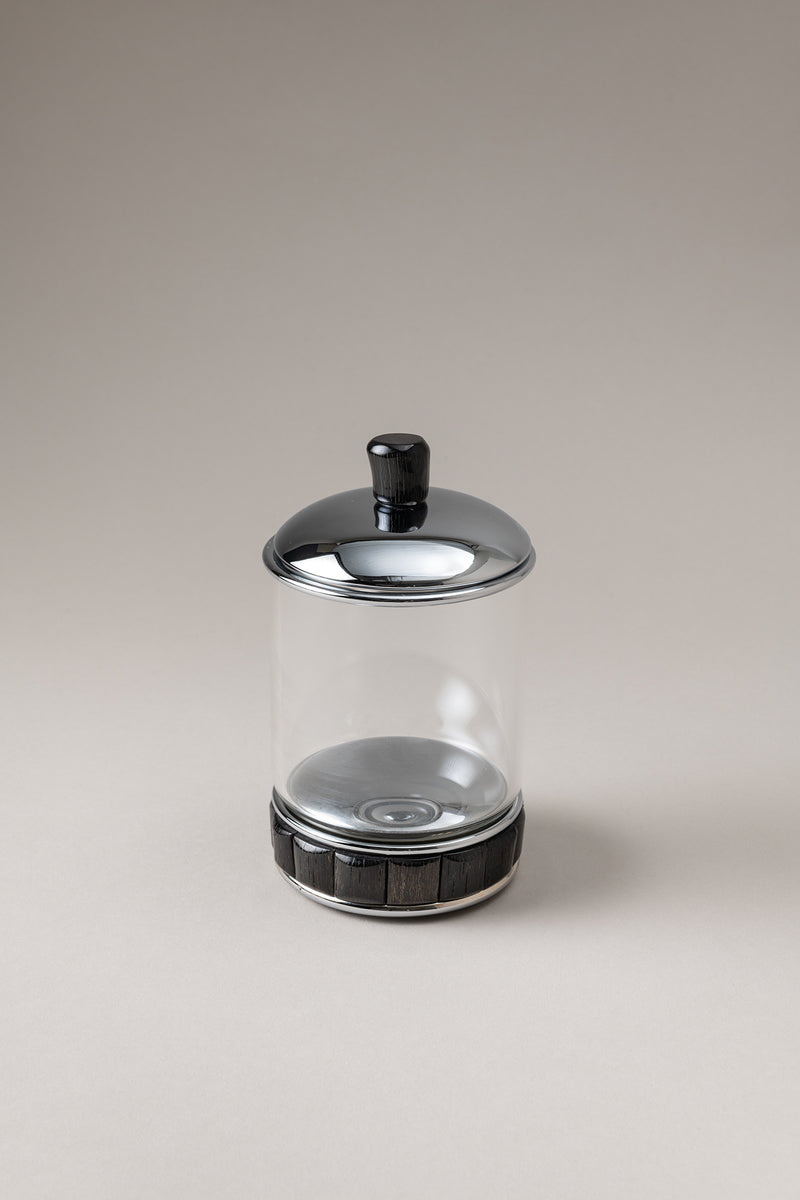 Porta cotton fioc cilindro vetro - Glass toilet ear picks jar with