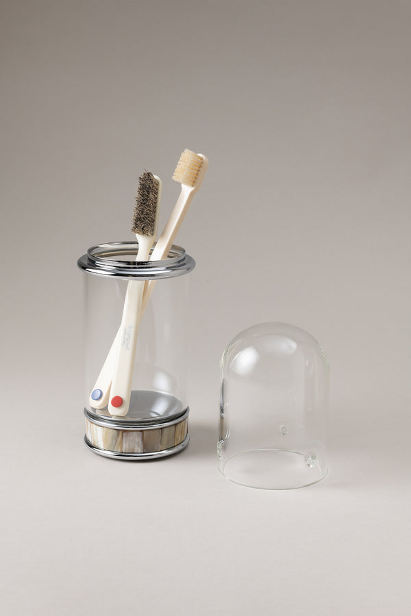 Zebu Glass toothbrush pot with glass dome