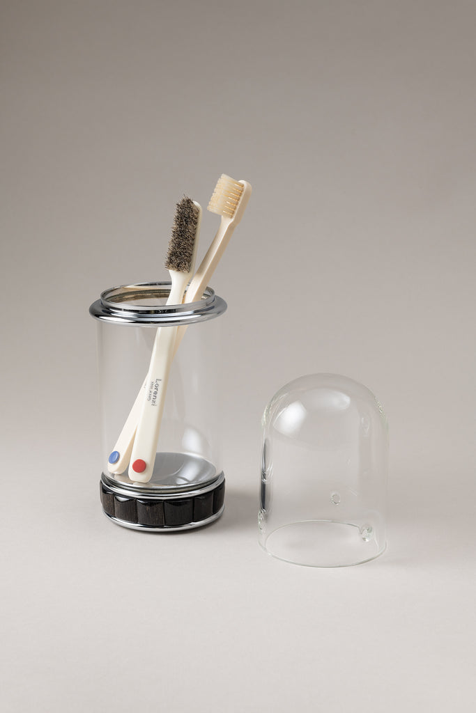 Glass toothbrush pot with glass dome – Lorenzi Milano