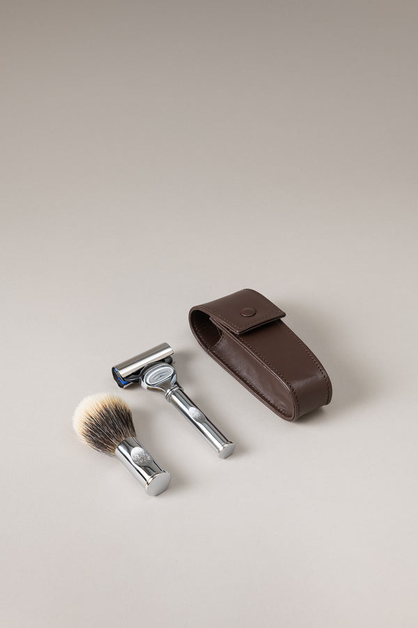 Set rasoio pennello barba viaggio rotante - Shaving rotating travel set