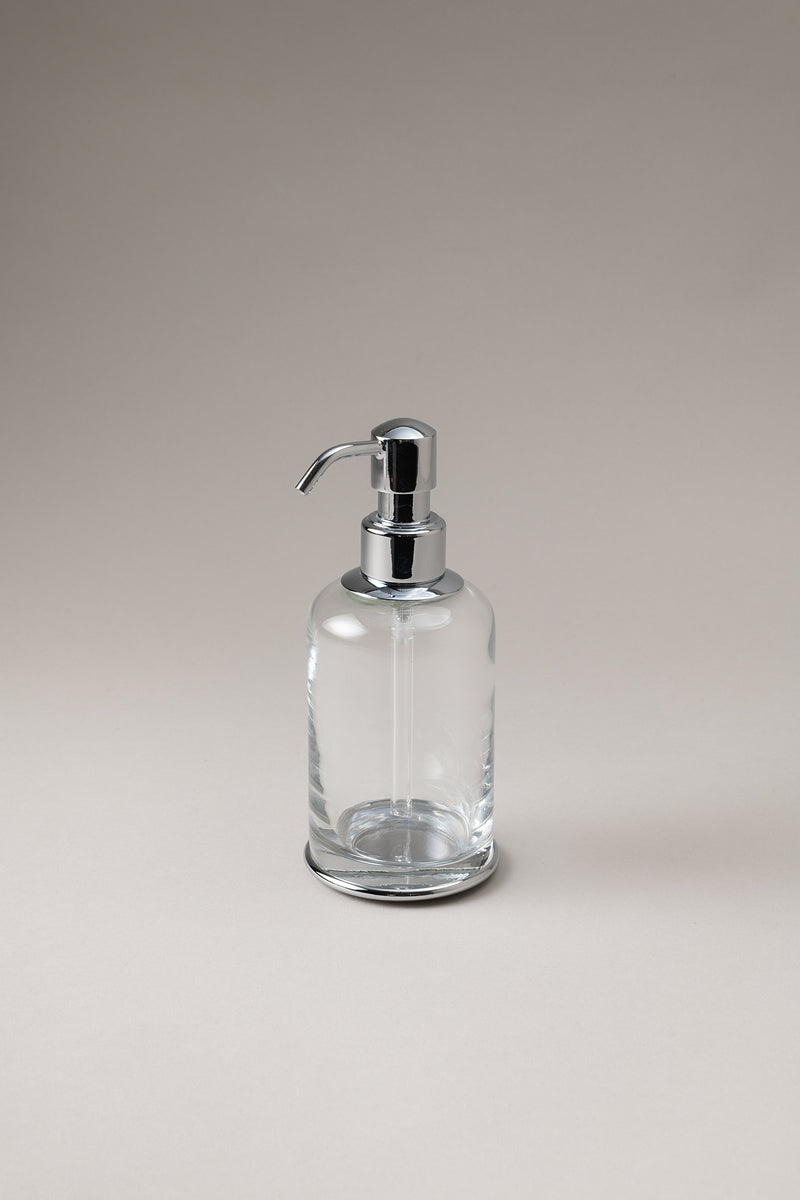 Dosatore sapone liquido vetro in Ottone cromato - Chrome plated brass Glass soap dispenser