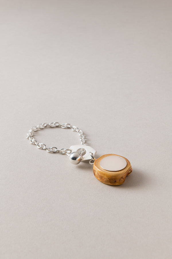 Bamboo root Silver key chain