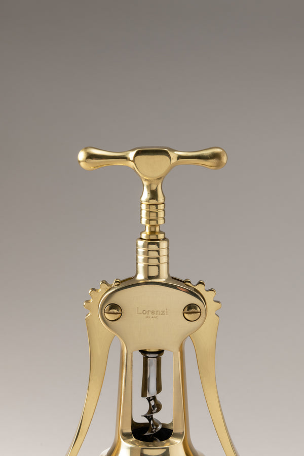 Varnished brass Brass double lever corkscrew