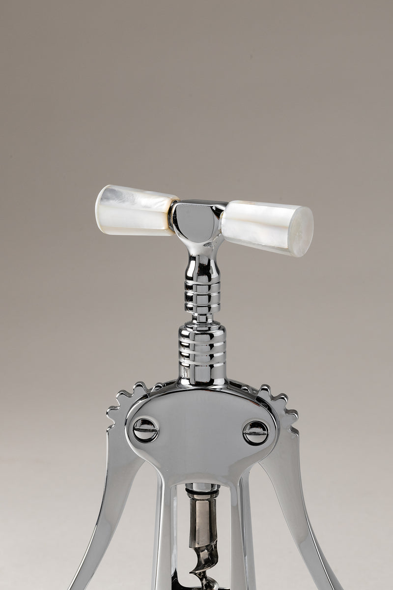 White mother of pearl Brass double lever corkscrew